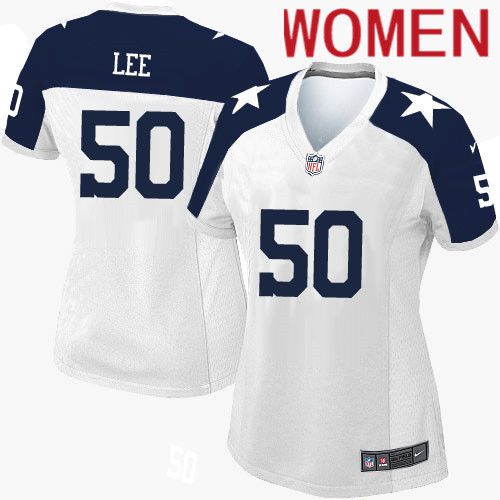 Women Dallas Cowboys #50 Sean Lee Nike White Alternate Throwback Game NFL Jersey->women nfl jersey->Women Jersey
